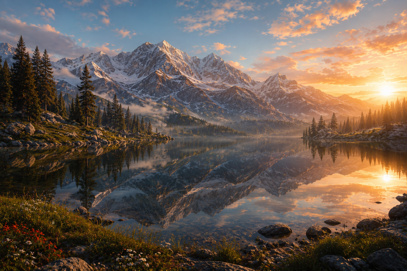 Red Dead Redemption 2 › The Grizzlies reflected in a glassy alpine lake