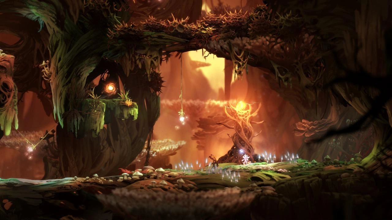 Ori and the Blind Forest › Moonlit forest canopies painted in radiant color
