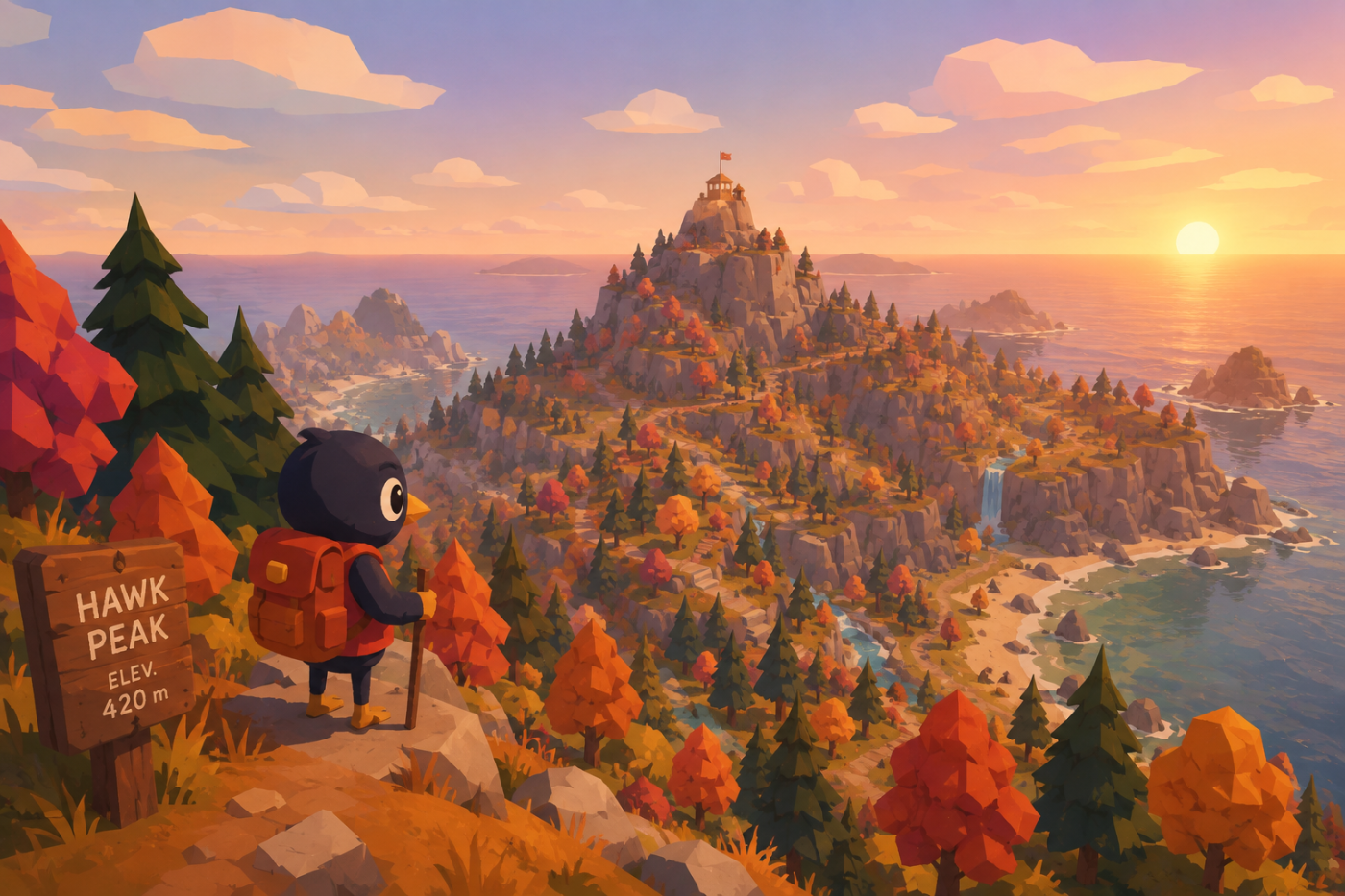 A Short Hike › Hawk Peak viewed through warm low-poly autumn color