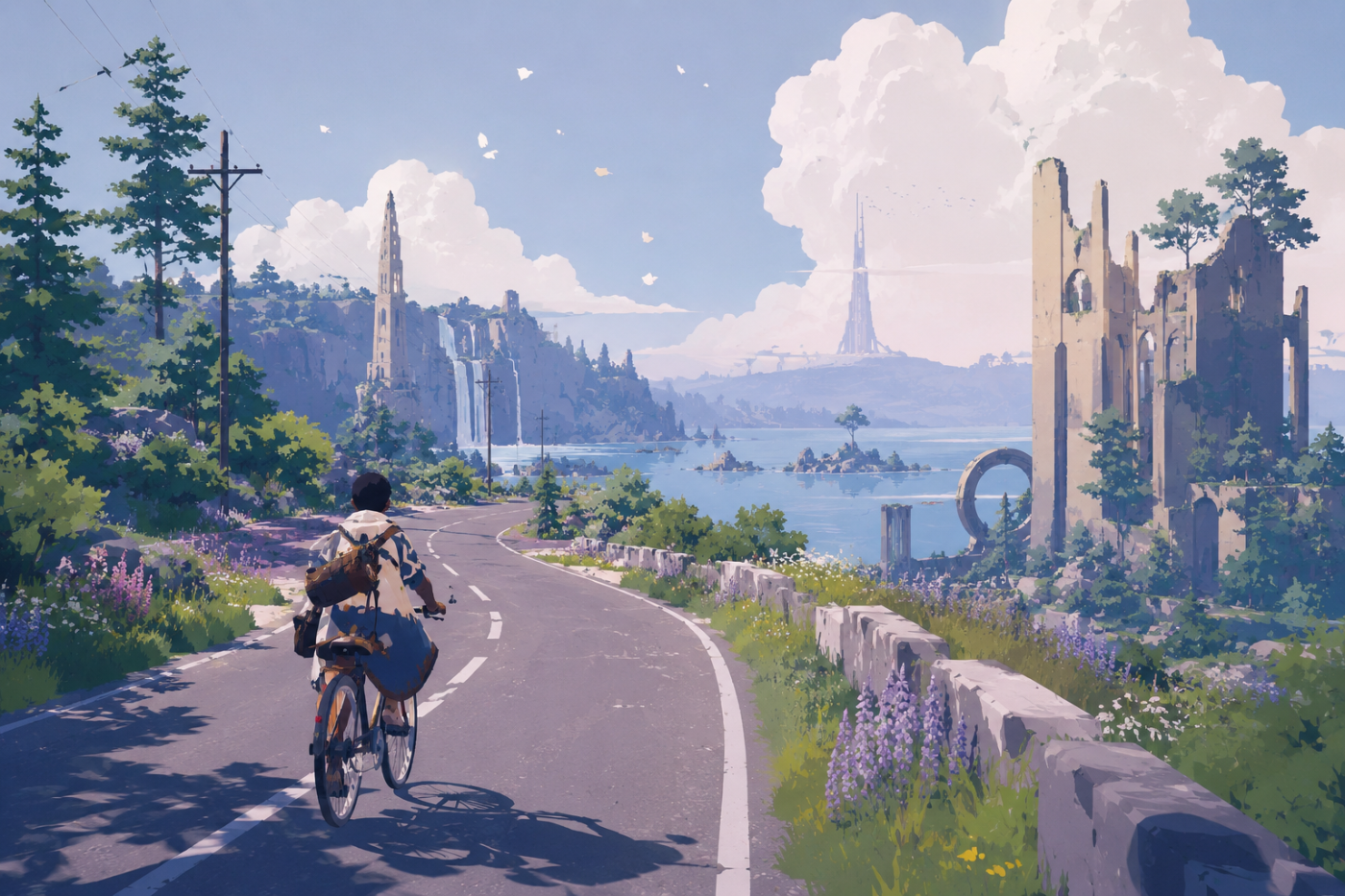 SEASON › A Letter to the Future  ›  A bicycle road winding through a serene disappearing world