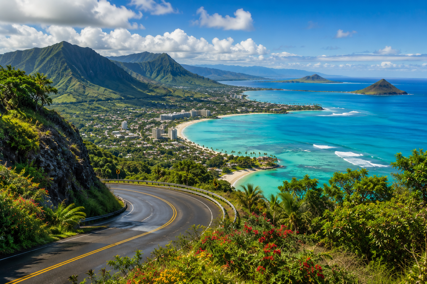 The Crew Motorfest › Oʻahu's tropical coastline viewed from a mountain road