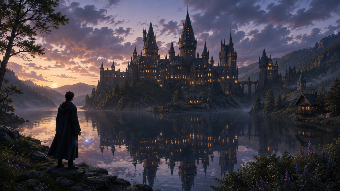Hogwarts Legacy › Hogwarts Castle mirrored across the Black Lake
