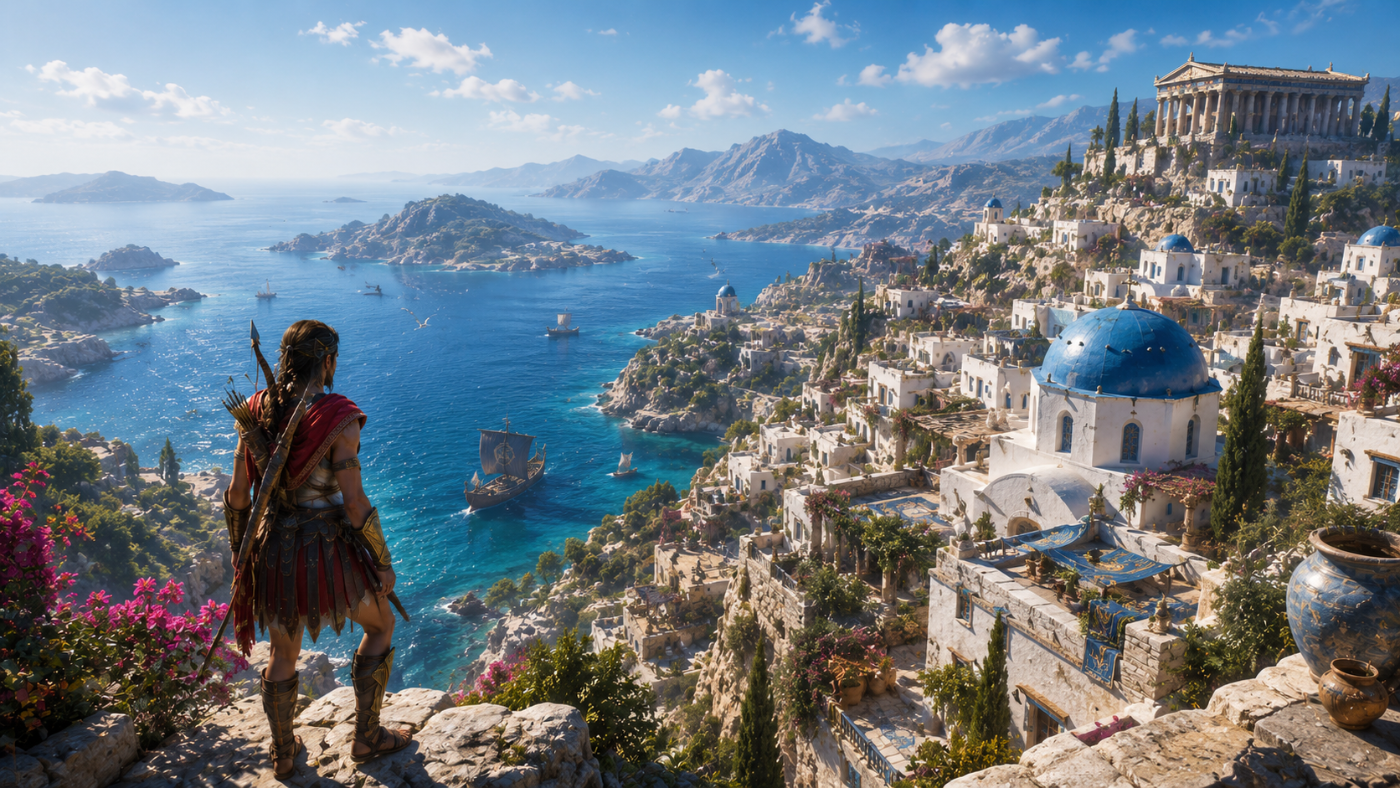 Assassin's Creed Odyssey › White island villages above an endless Aegean blue